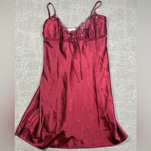 Etam Paris Womens Nightgown Night Dress Lingerie Lace Red Size Eruo Sz 44